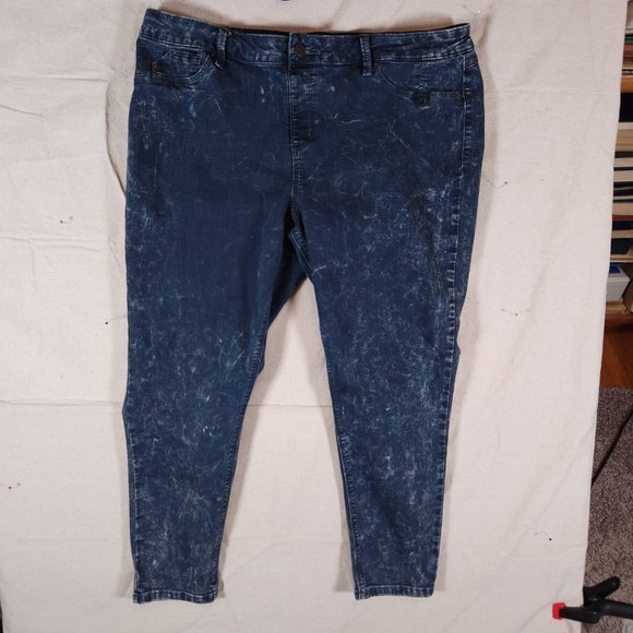 Laurie Felt Jeggings Womens XL Blue Silky Acid Wash Skinny Stretchy Pants Retro - Picture 1 of 16